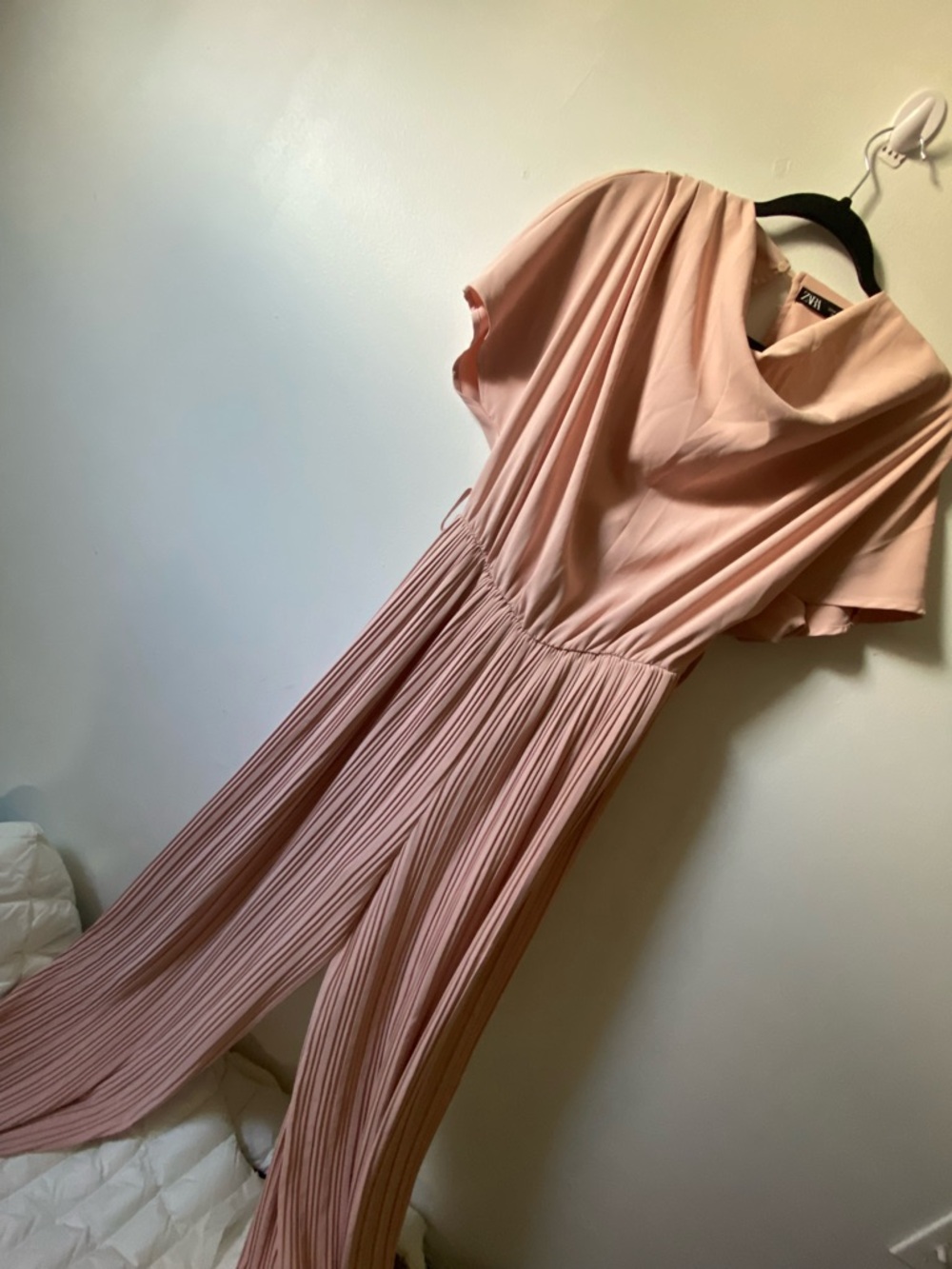 Zara Blush Pink Pleated Jumpsuit